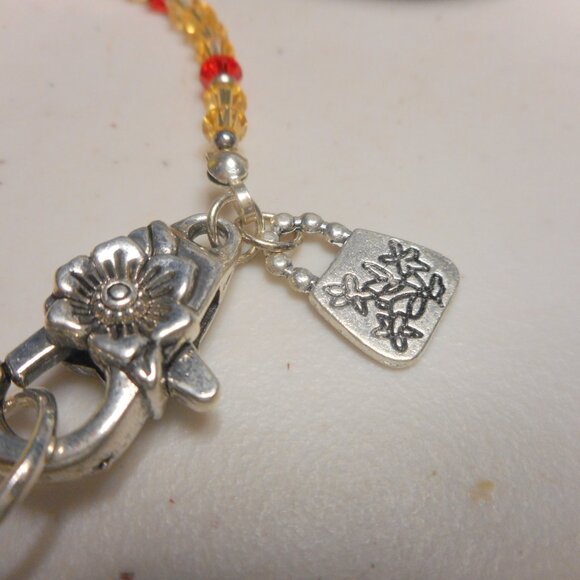 handmade bracelet, dainty, about 16 1/2" long, large heavy lobster claw clasp - Picture 3 of 10